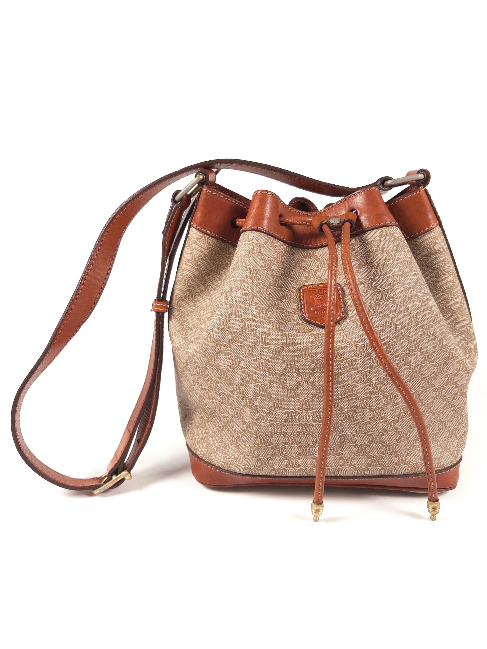 Celine Macadam PVC and Leather Drawstring Shoulder Bag