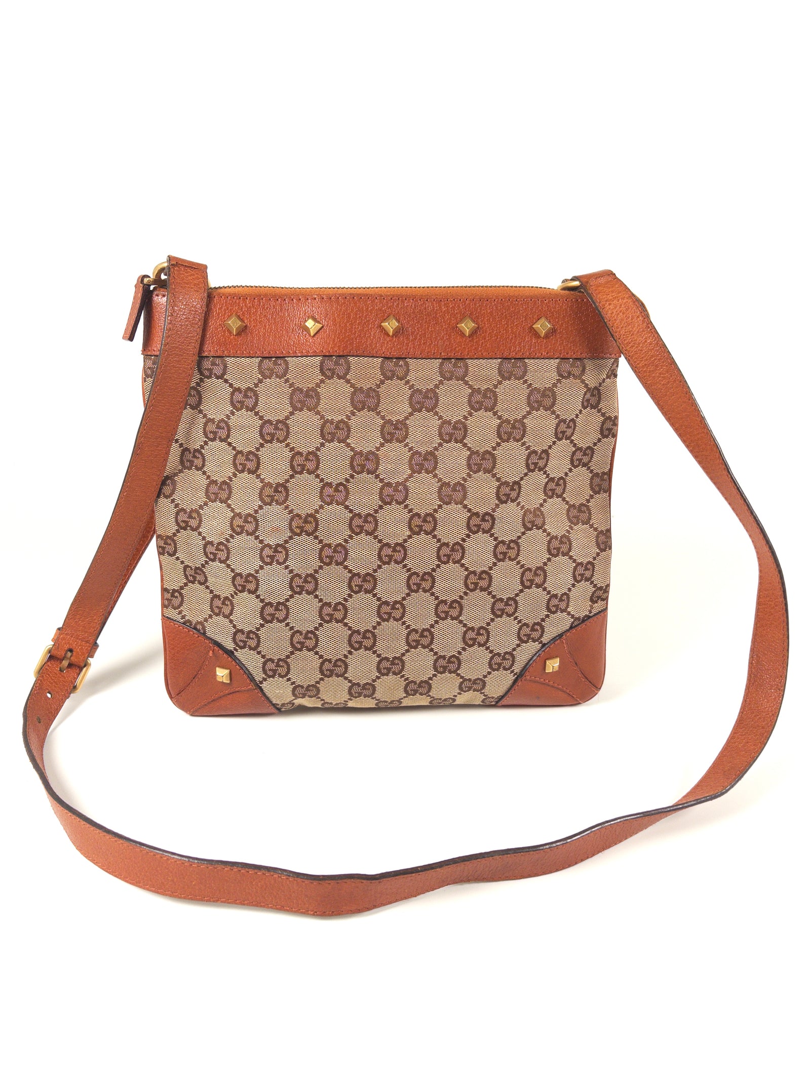 Gucci GG Canvas Studded Shoulder Bag / Crossbody Bag