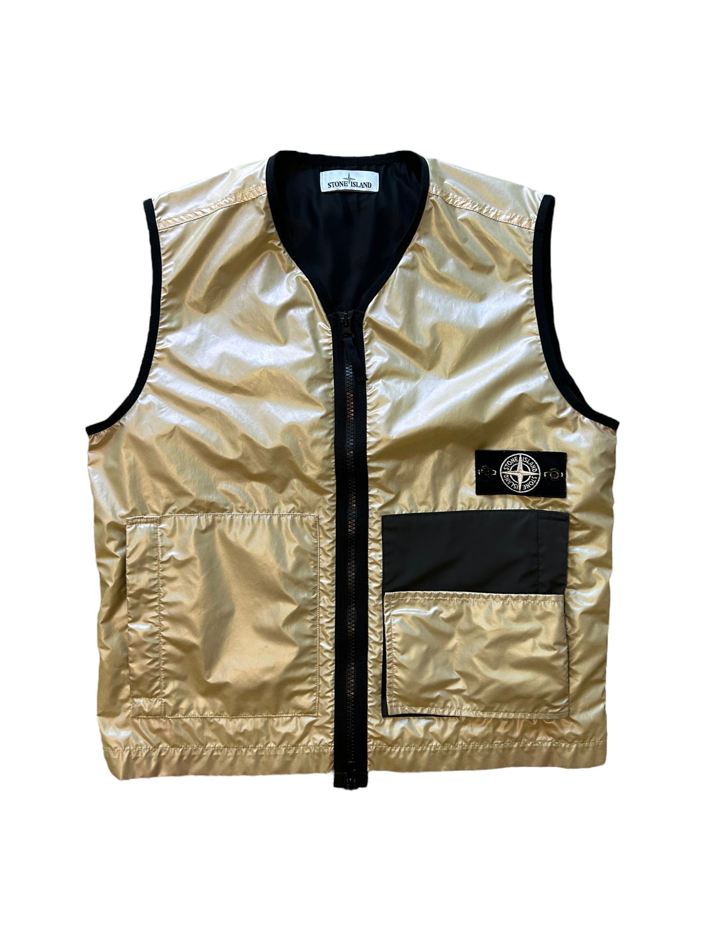 Stone Island Skimrande Beläggning Tela Med Reflexmatta Väst