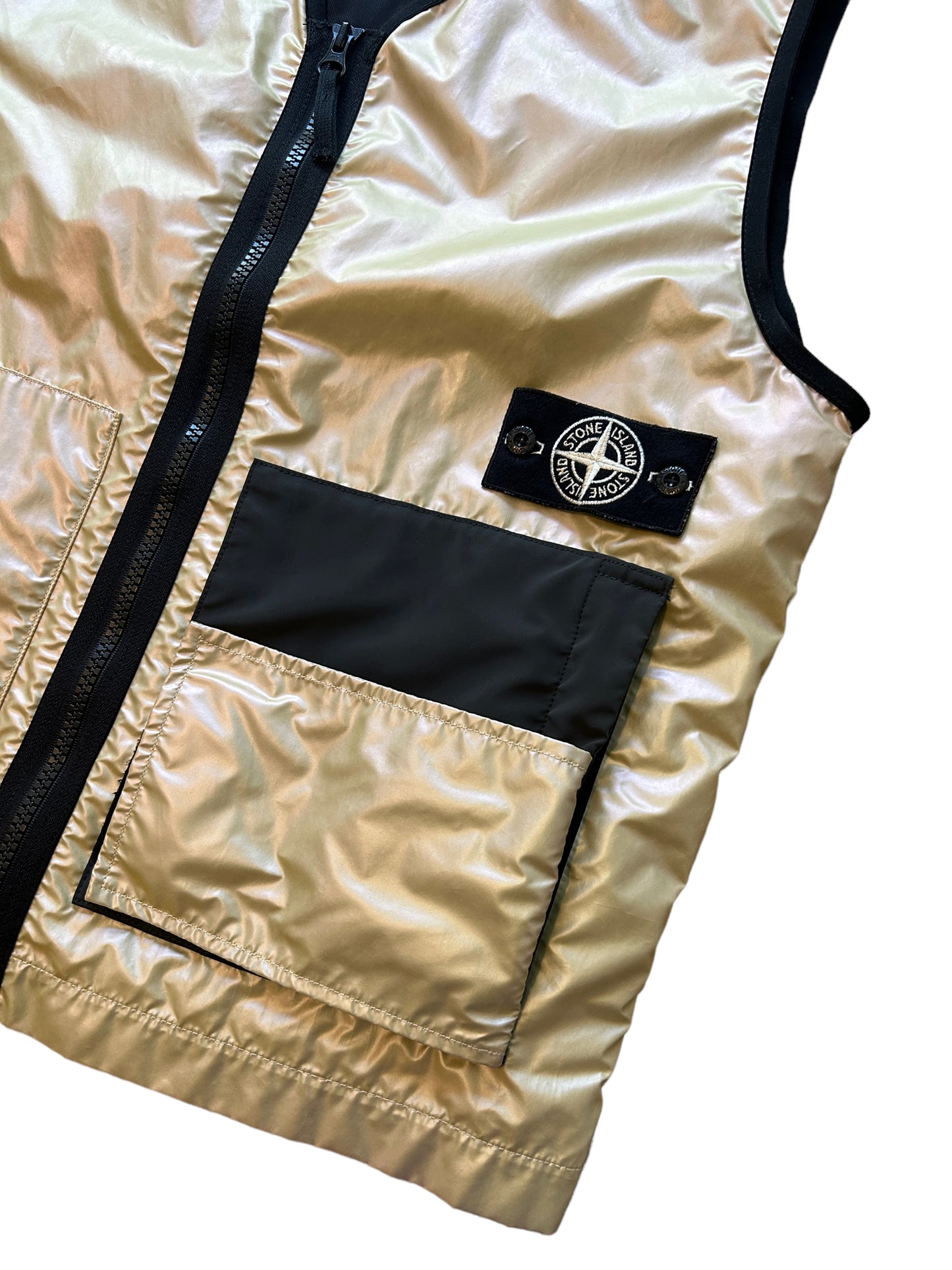 Stone Island Skimrande Beläggning Tela Med Reflexmatta Väst