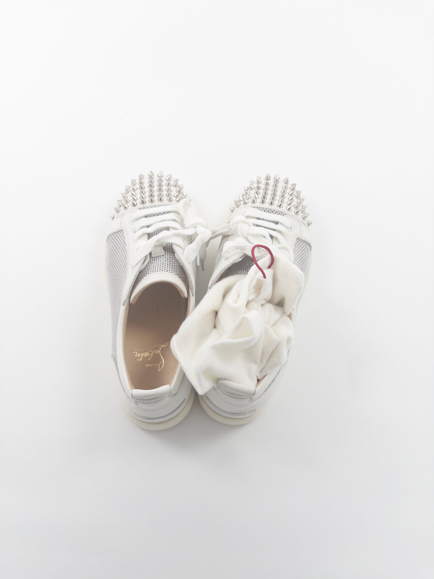 Christian Louboutin White Spikes Sneakers (Fits 41)