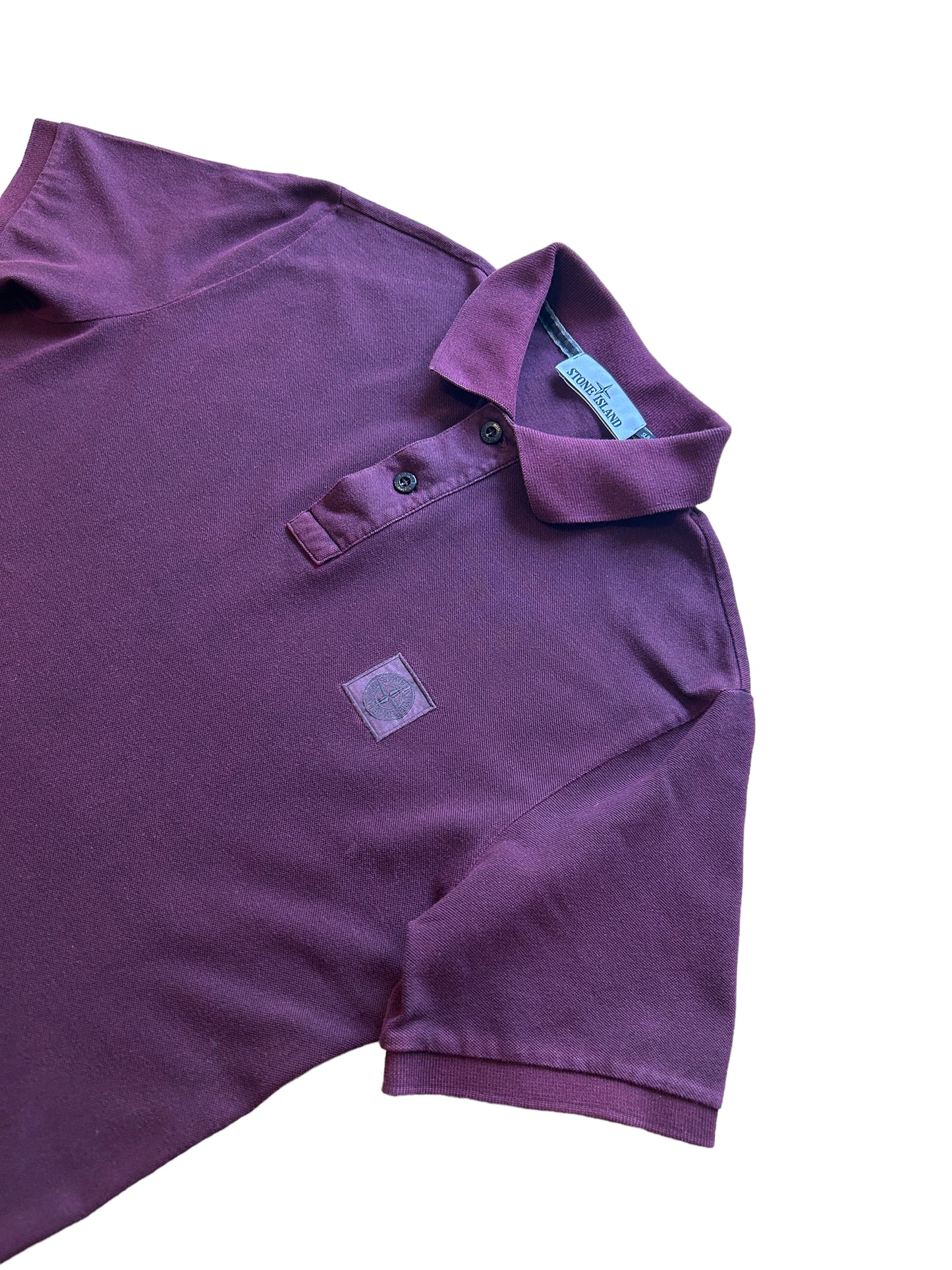 Stone Island vinröd pikétröja