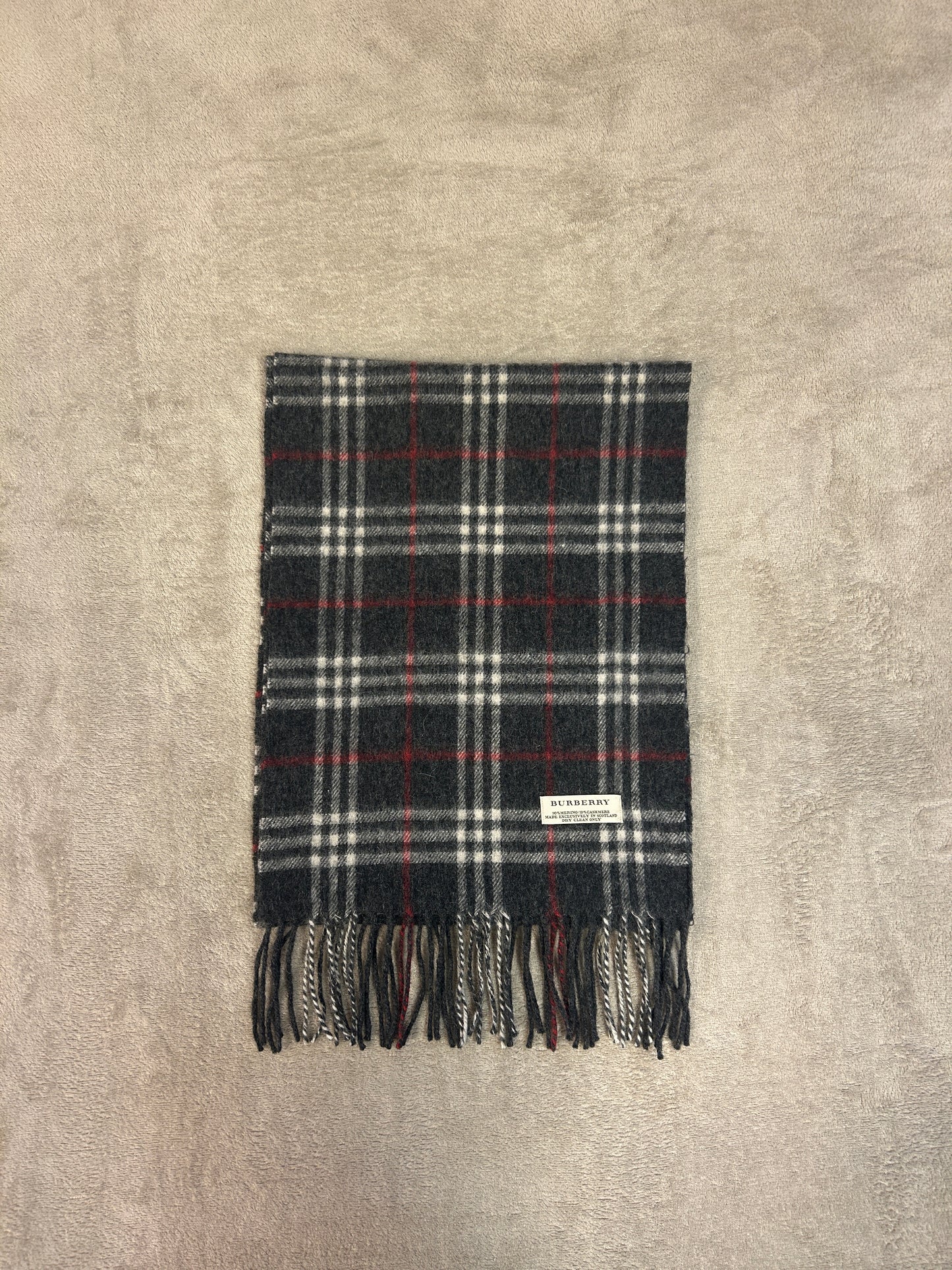 Burberry Merinoull/Kashmir Vintagerutig Halsduk Grå