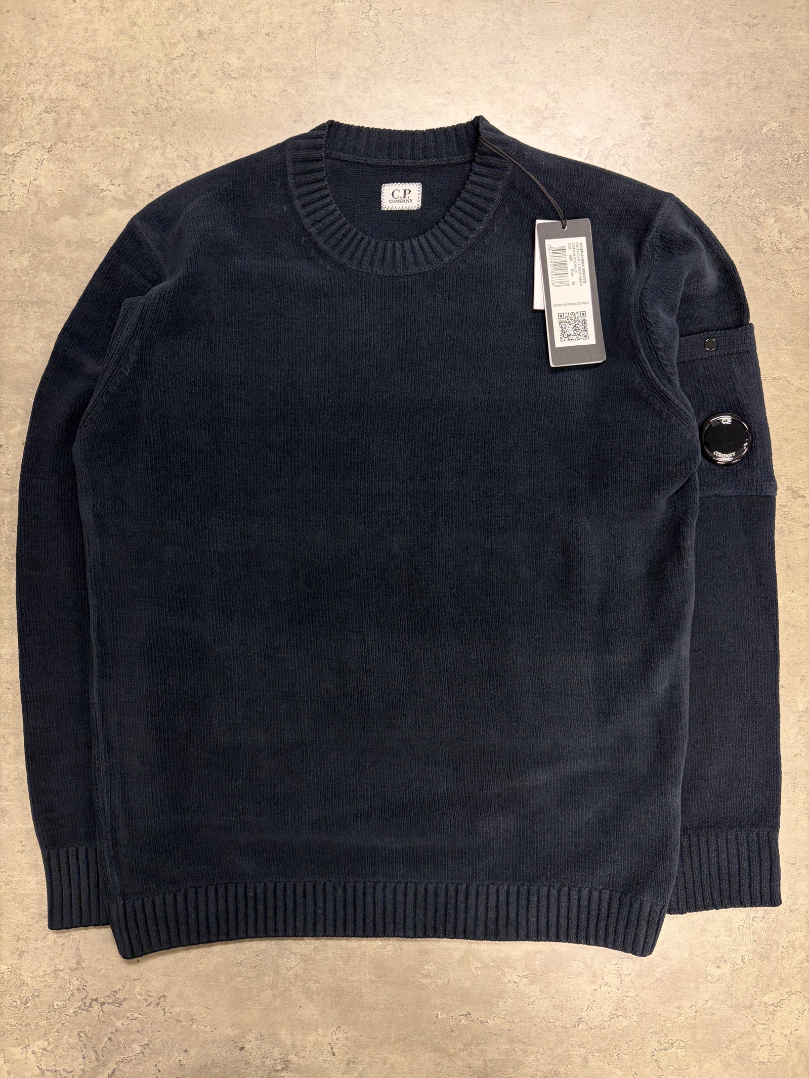 C.P. Company Cotton Chenille Crew Neck Sweatshirt - Navy