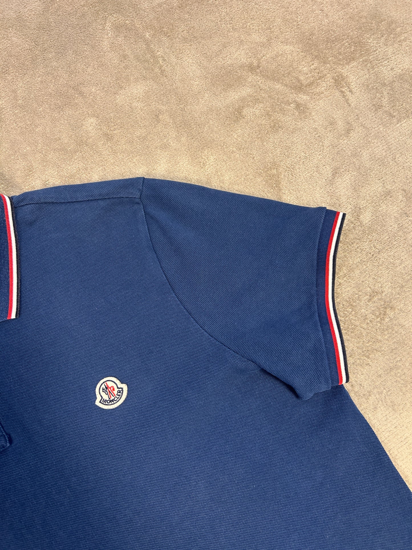 Moncler Tricolour Trim Polo Shirt - Royal Blue