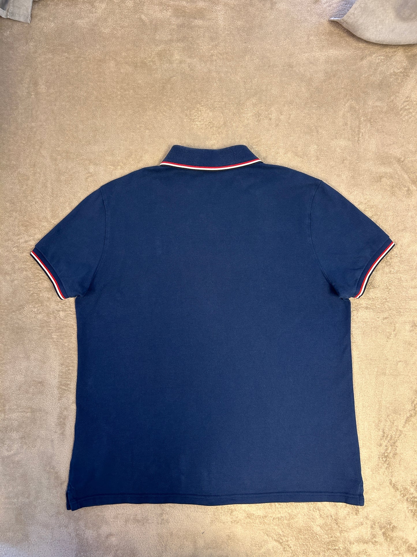 Moncler Tricolour Trim Polo Shirt - Royal Blue