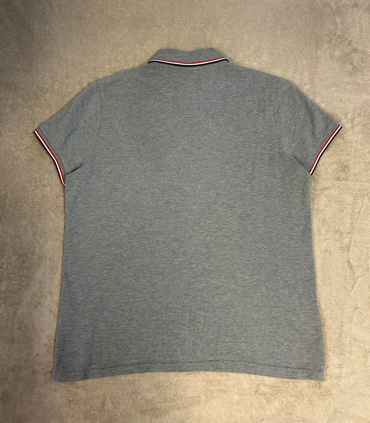 Moncler Tricolour Trim Polo Shirt - Grey