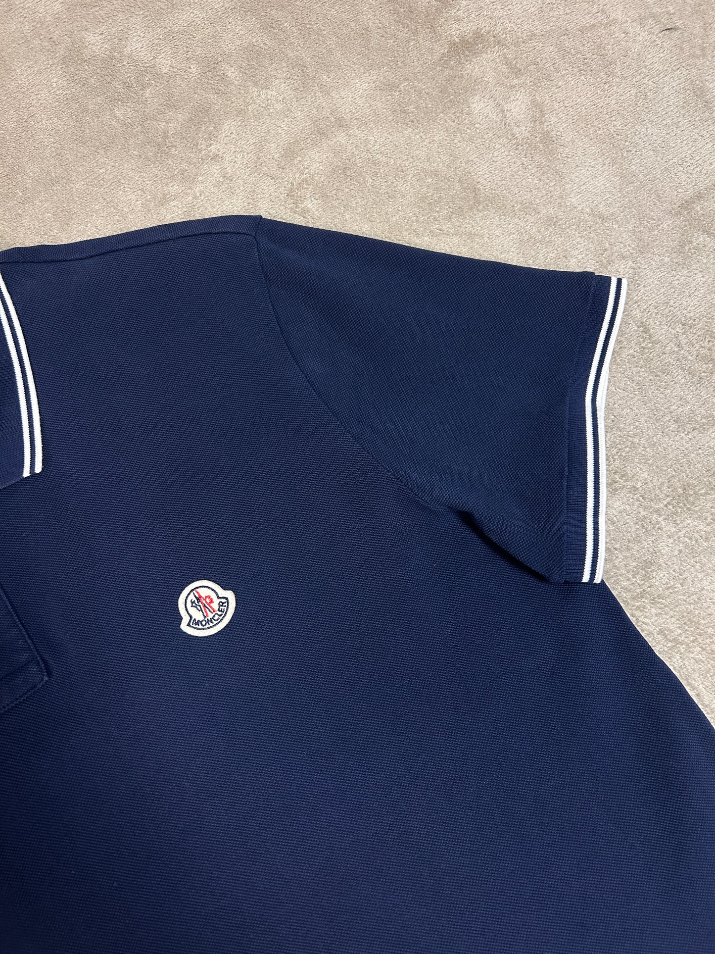 Moncler Striped Trim Polo Shirt - Navy