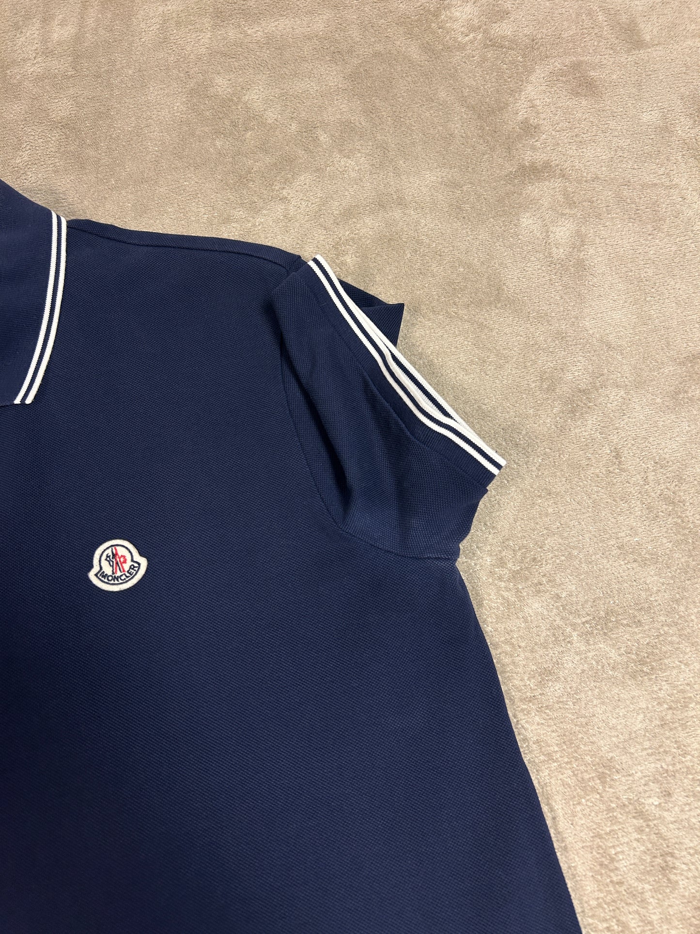 Moncler Striped Trim Polo Shirt - Navy