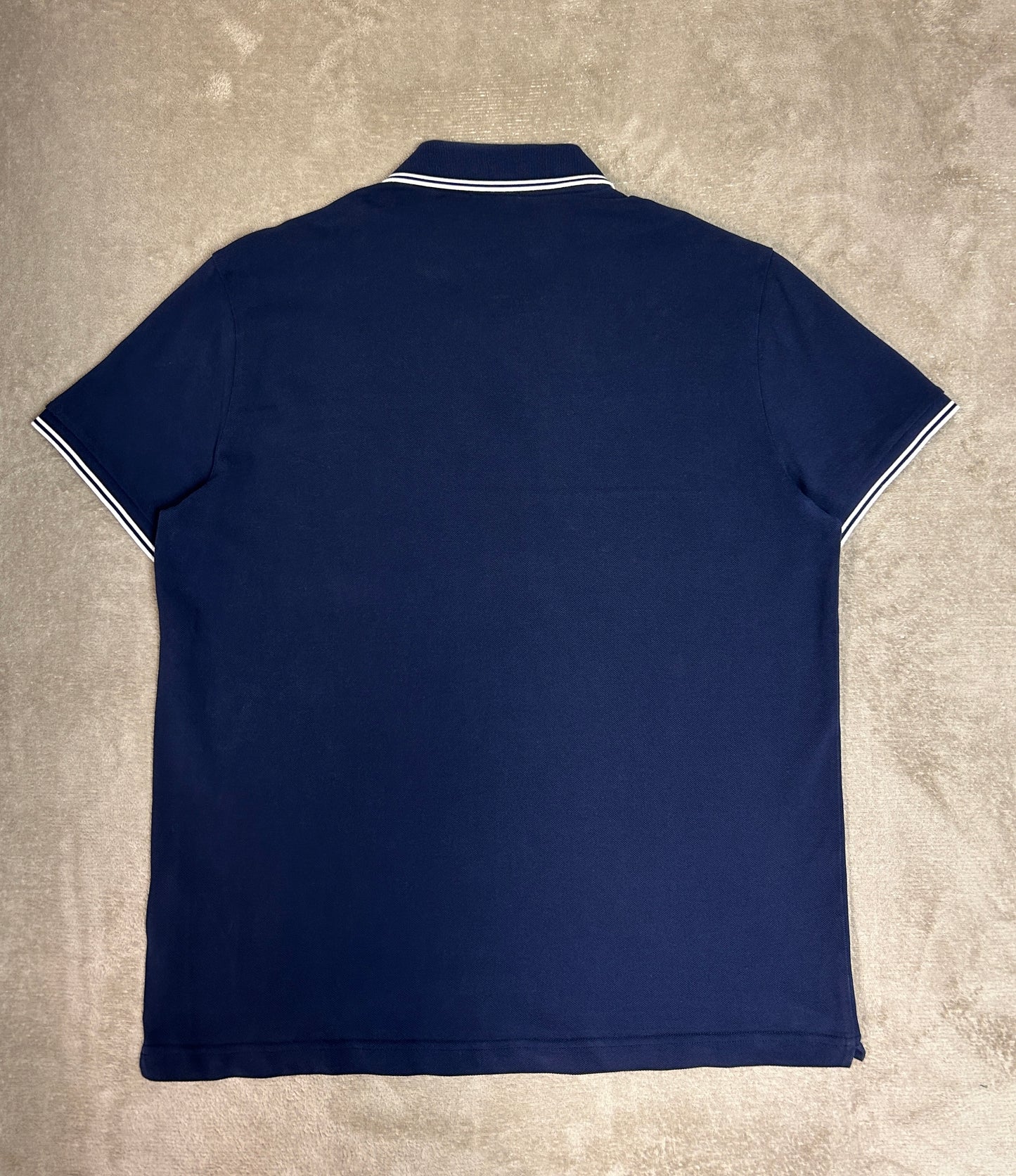 Moncler Striped Trim Polo Shirt - Navy