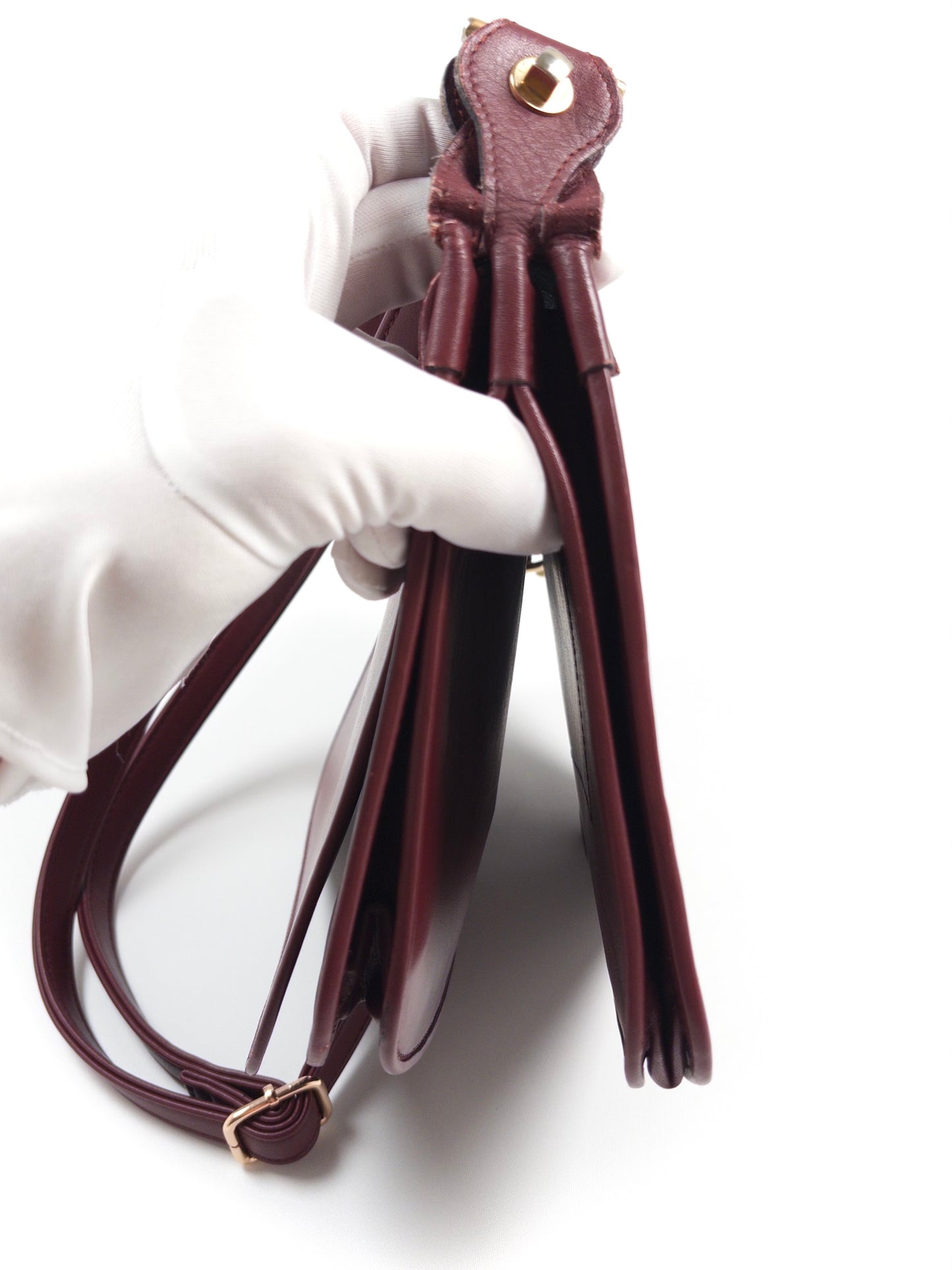 Must de Cartier Burgundy Leather Shoulder Bag
