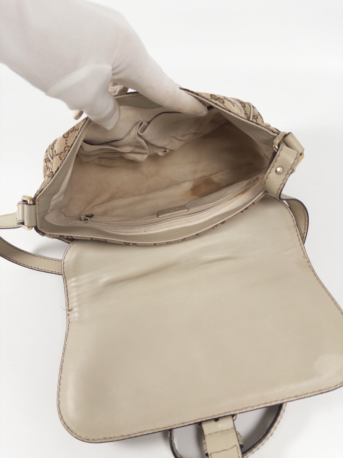 Gucci GG Canvas Leather Flap Shoulder Bag