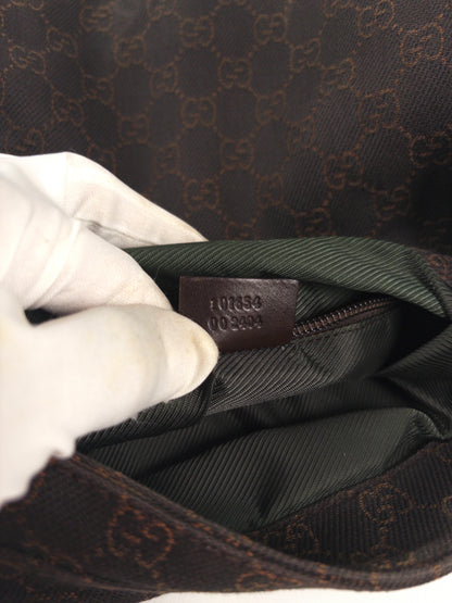 Gucci GG Denim and Calf Leather Logo Embossed Shoulder Bag