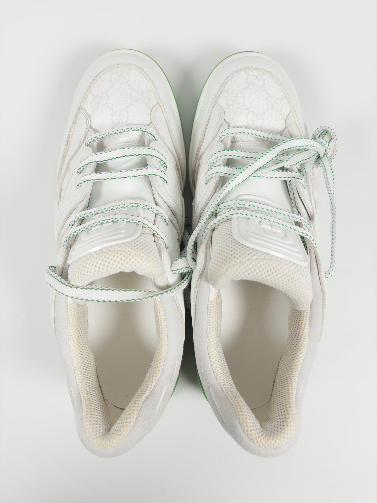 Gucci White & Green GG Sneakers (EU 43.5)
