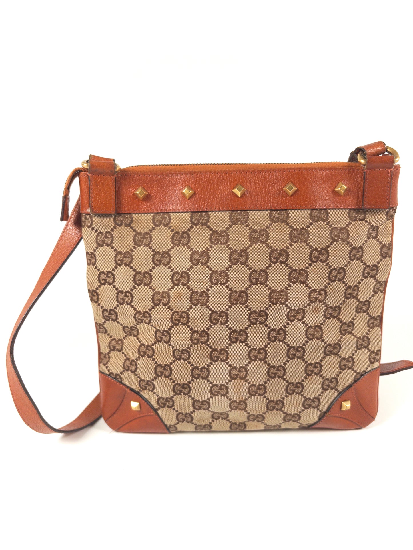 Gucci GG Canvas Studded Shoulder Bag / Crossbody Bag
