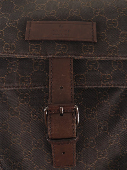Gucci GG Denim and Calf Leather Logo Embossed Shoulder Bag