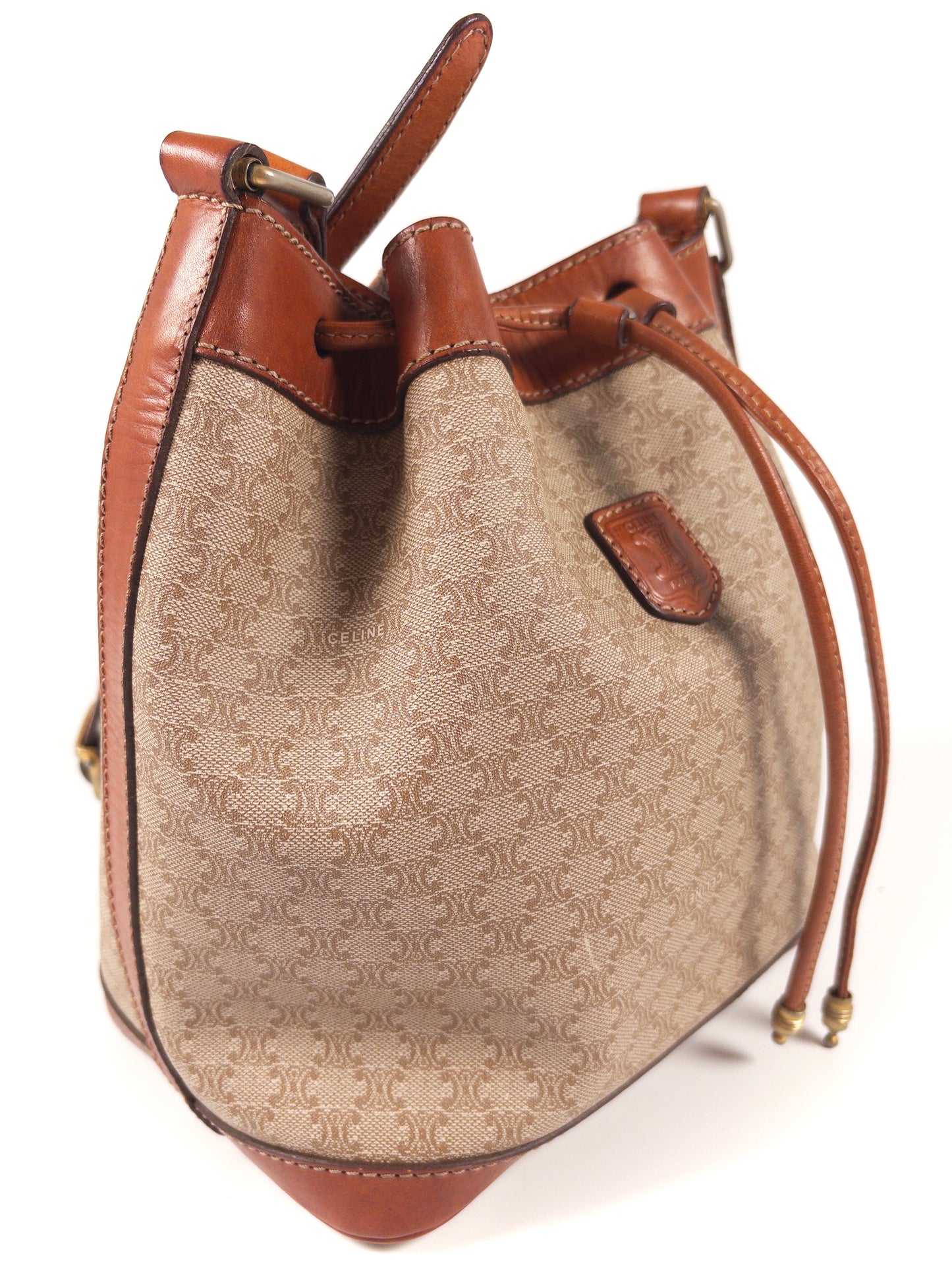 Celine Macadam PVC and Leather Drawstring Shoulder Bag