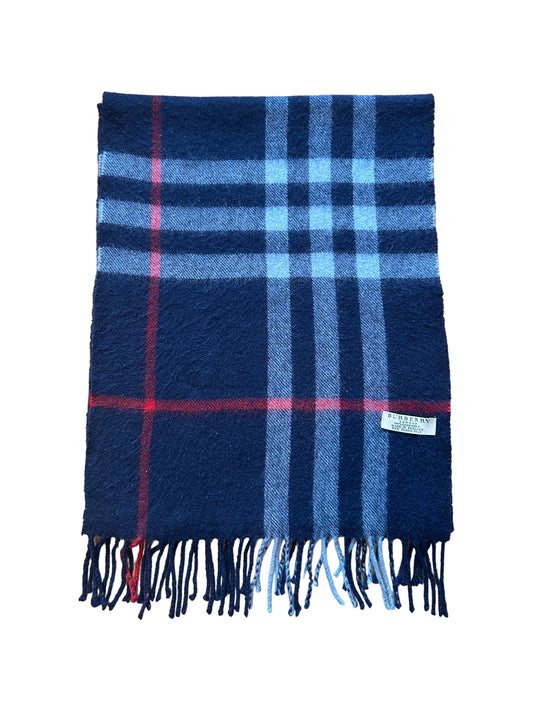 Burberry Cashmere Vintage Check Scarf Dark Blue