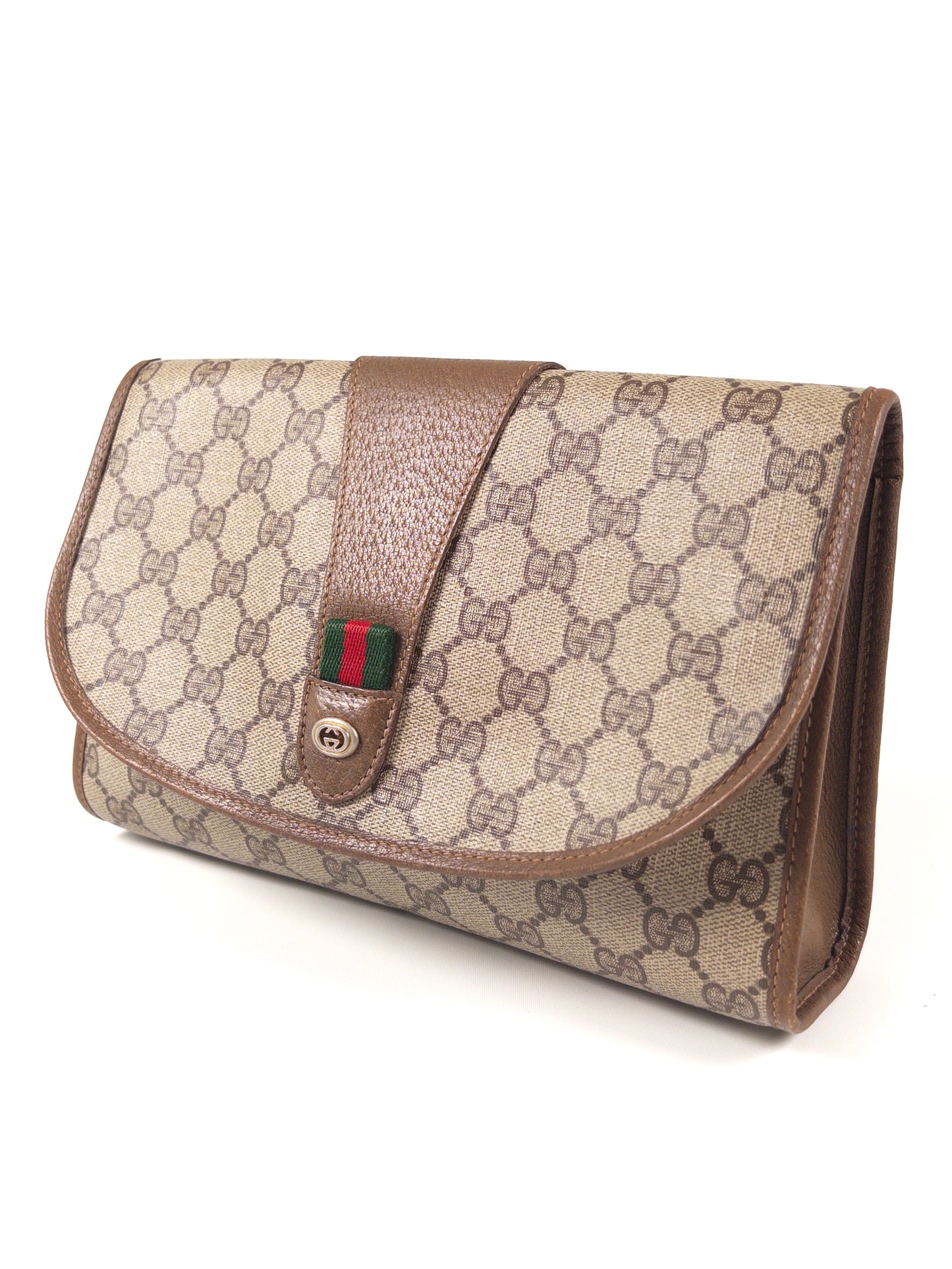 Gucci GG Supreme Sherry Line Clutch with Certificate