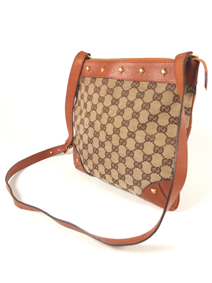 Gucci GG Canvas Studded Shoulder Bag / Crossbody Bag