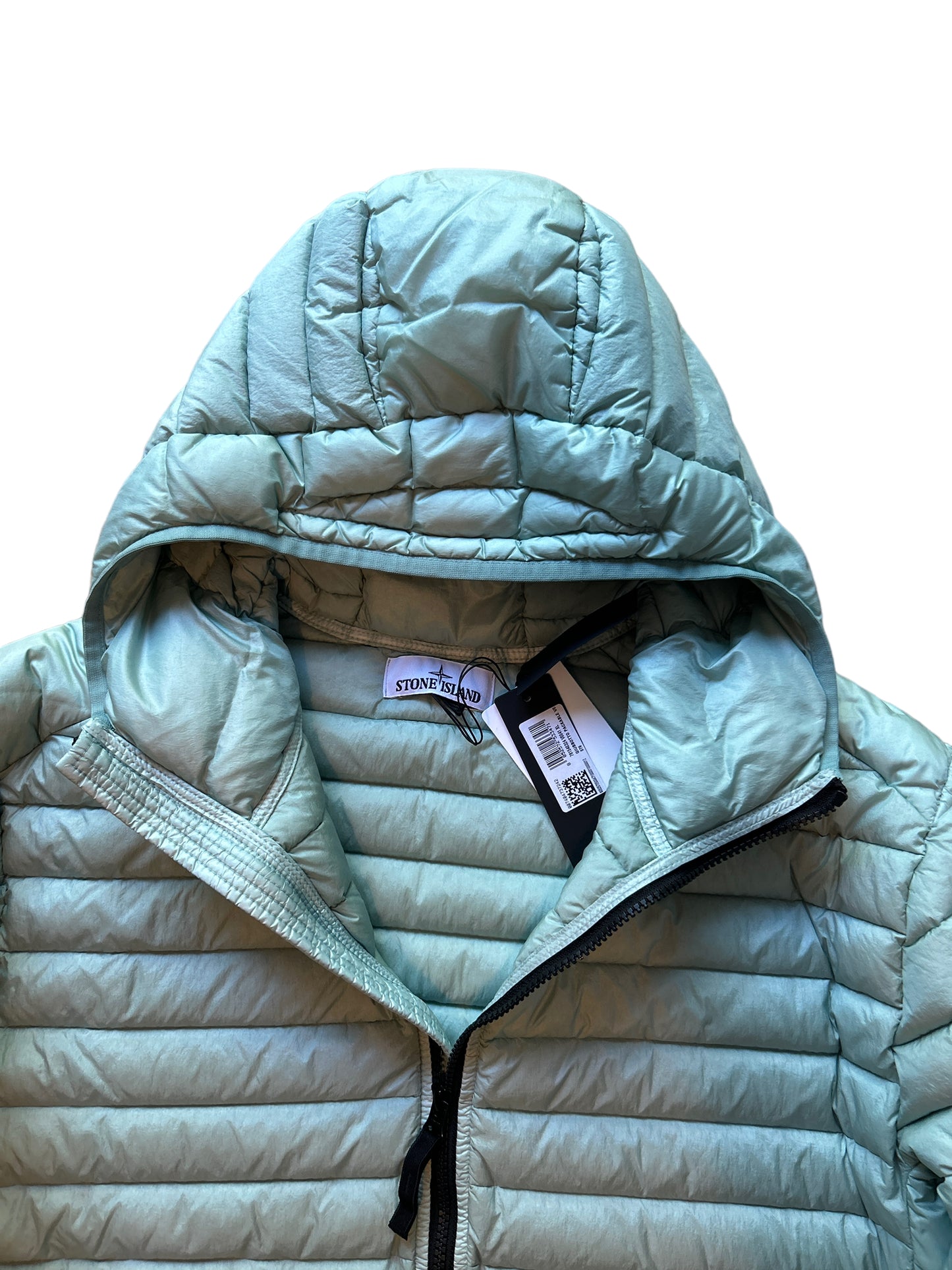 STONE ISLAND SS23 Mint Green Loom Woven Chambers R-Nylon Down Jacket