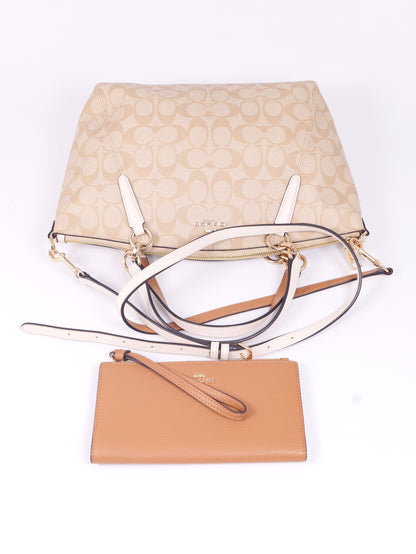 Coach Kelsey Satchel in Signature Canvas with Wristlet