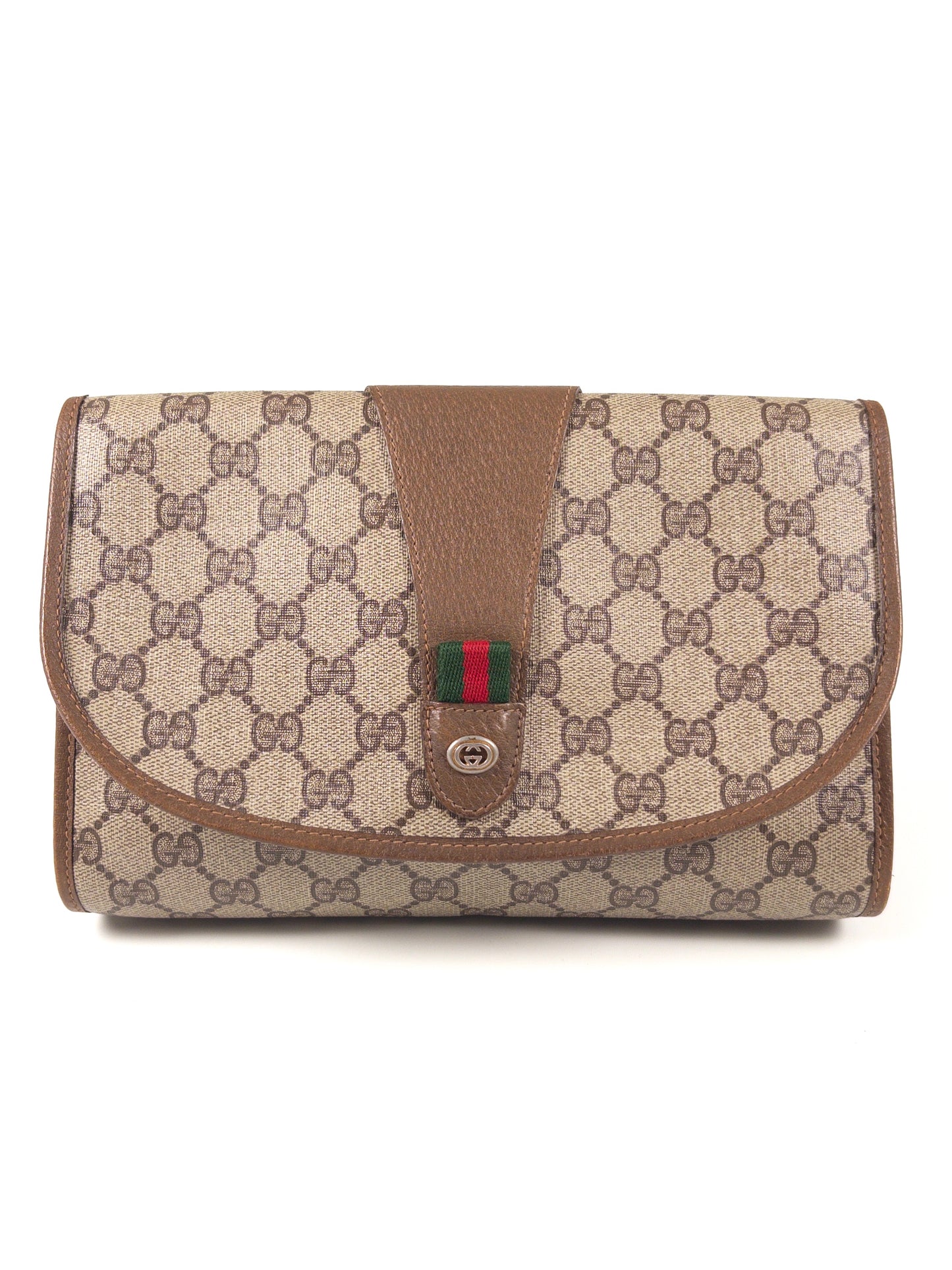 Gucci GG Supreme Sherry Line Clutch with Certificate