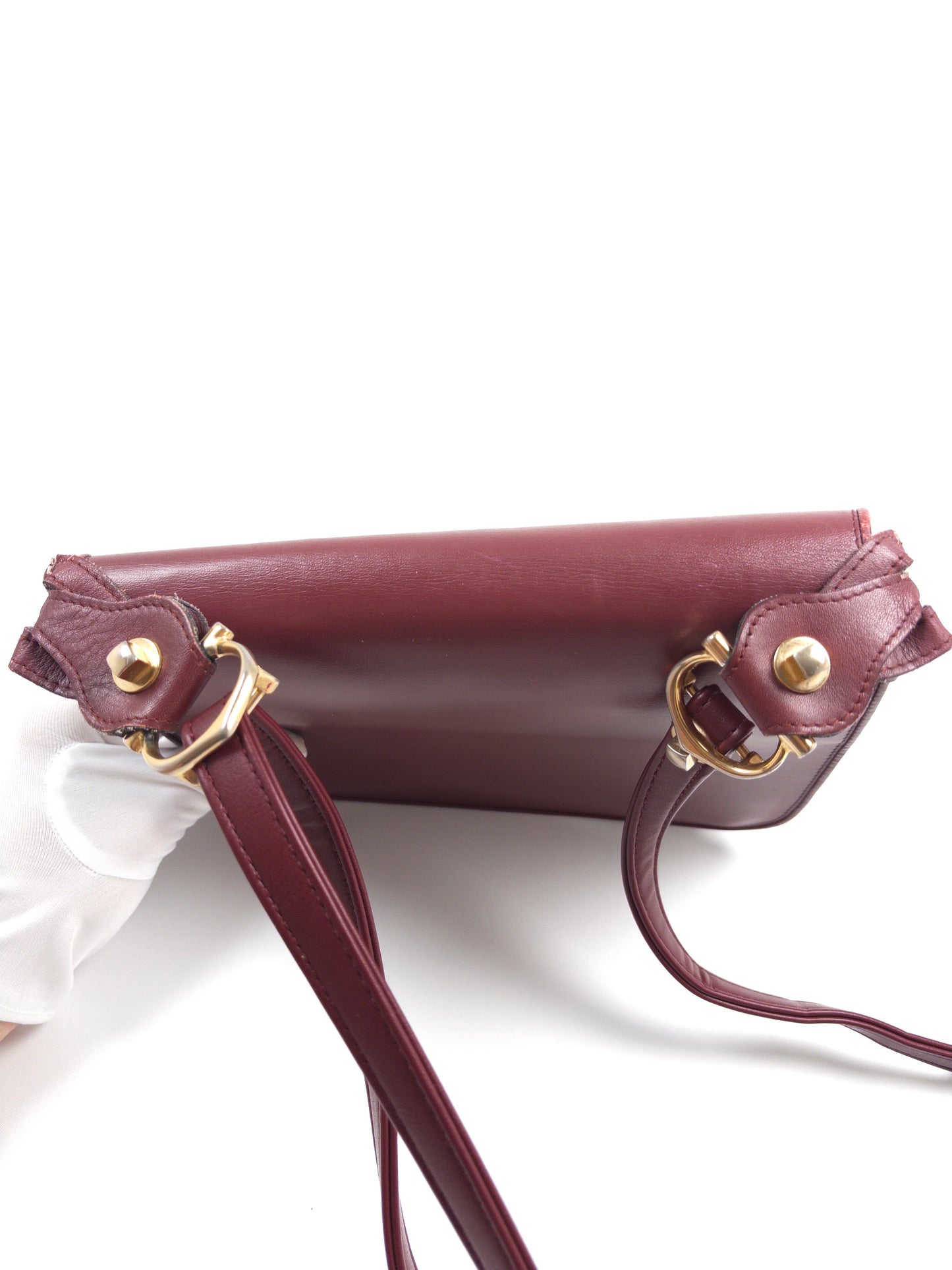 Must de Cartier Burgundy Leather Shoulder Bag