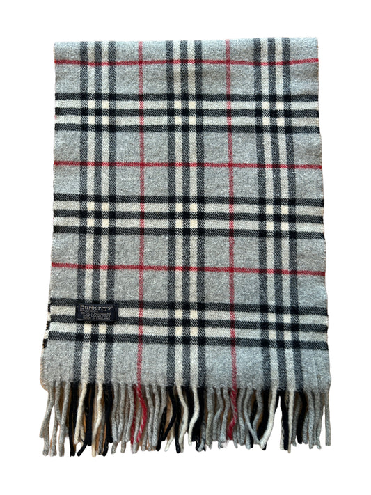 Burberry Cashmere Vintage Check Scarf Grey