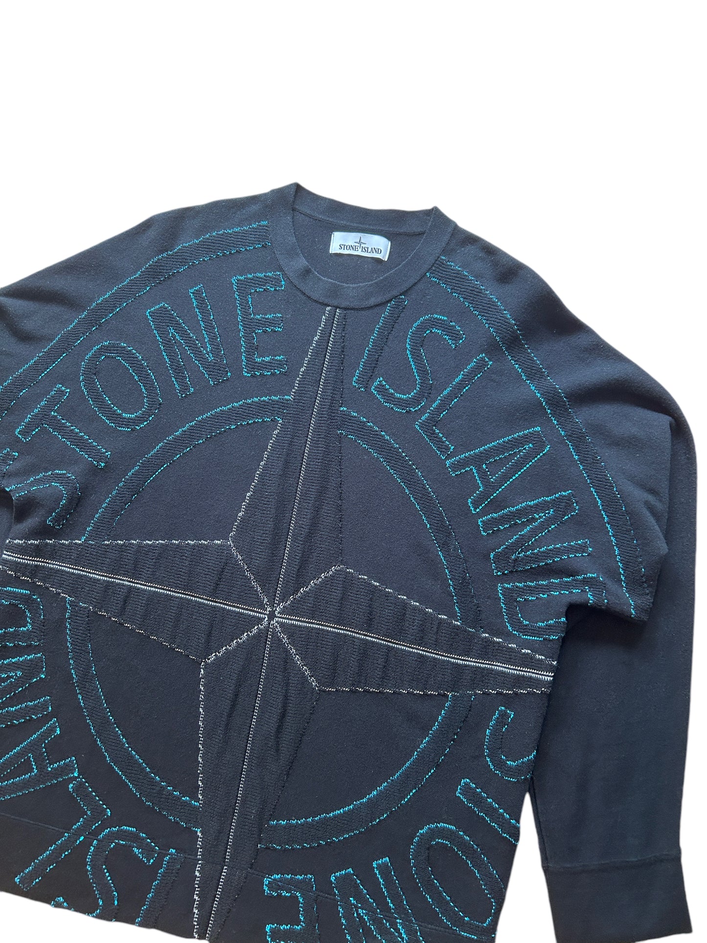 Stone Island Big Logo Jacquard Knit Sweatshirt