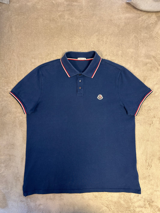 Moncler Tricolour Trim Polo Shirt - Royal Blue