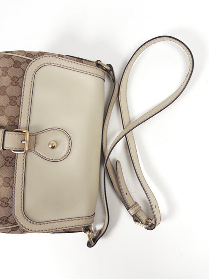 Gucci GG Canvas Leather Flap Shoulder Bag