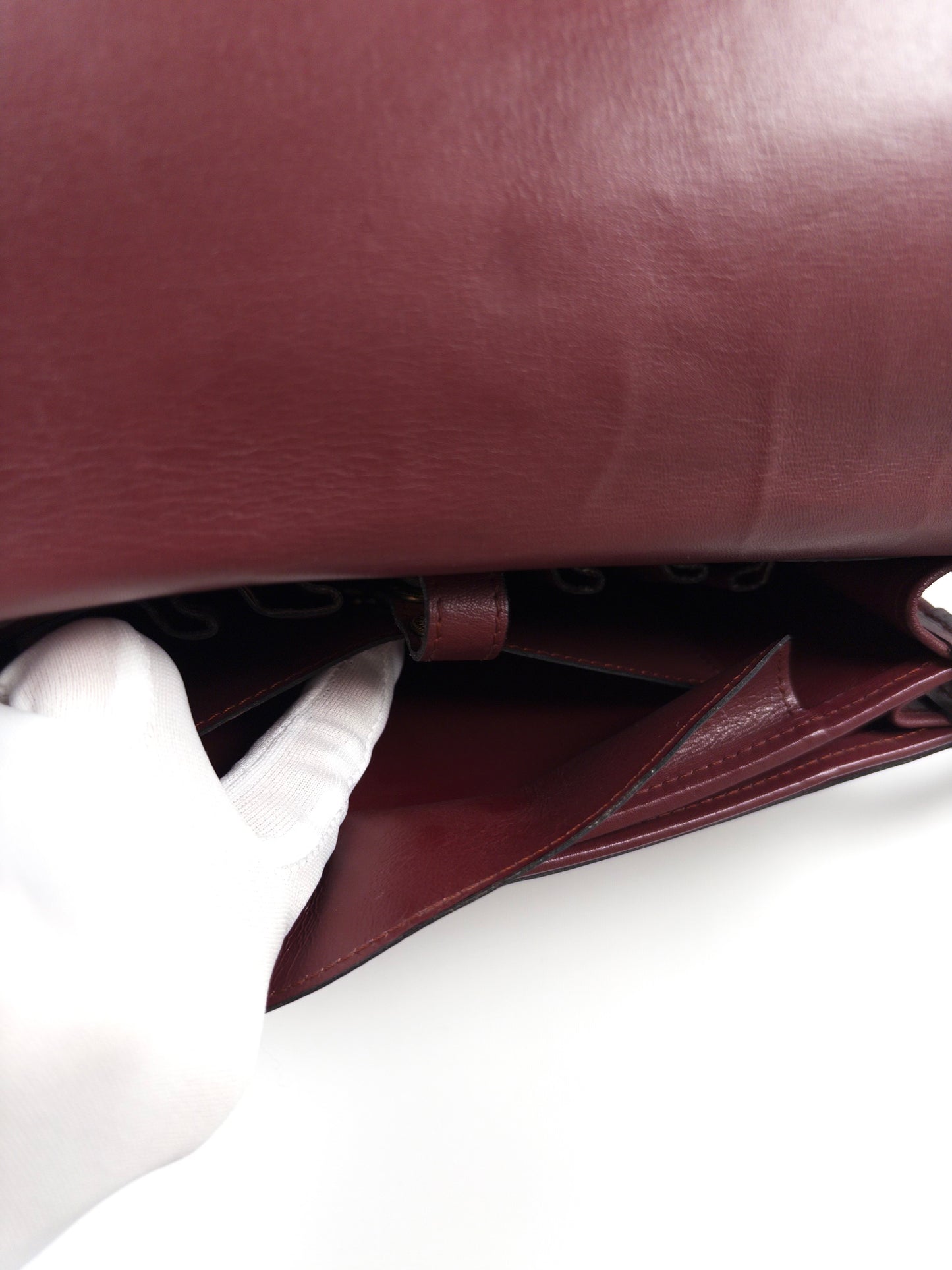 Must de Cartier Burgundy Leather Shoulder Bag
