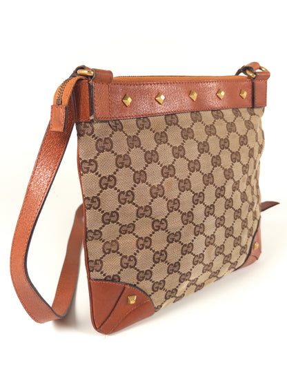 Gucci GG Canvas Studded Shoulder Bag / Crossbody Bag