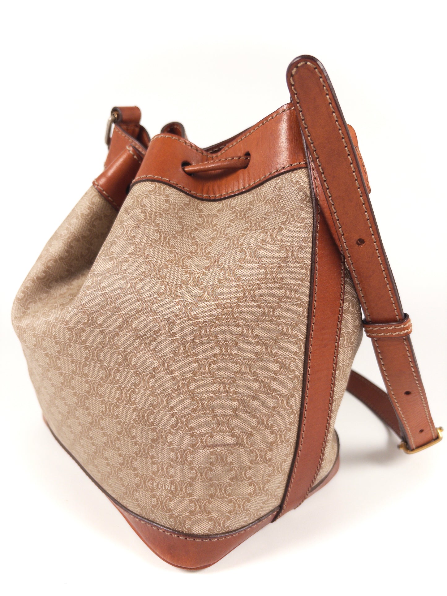Celine Macadam PVC and Leather Drawstring Shoulder Bag