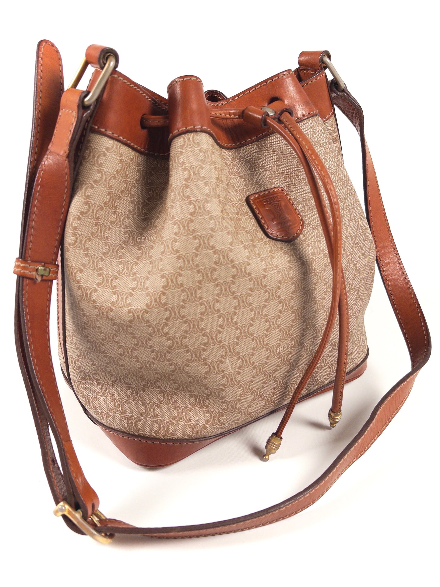 Celine Macadam PVC and Leather Drawstring Shoulder Bag