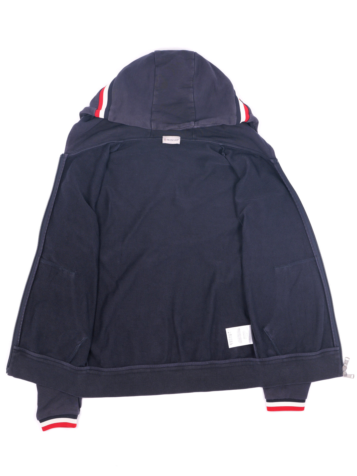 Moncler Tricolor Zip Hoodie Navy