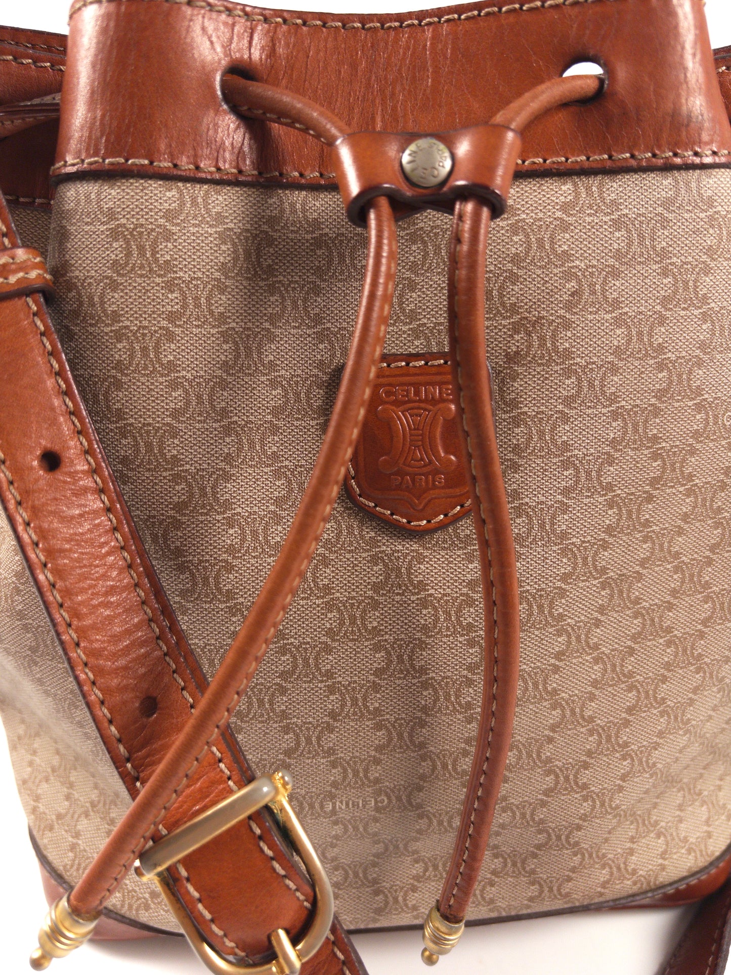 Celine Macadam PVC and Leather Drawstring Shoulder Bag