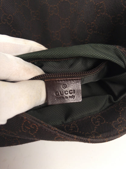 Gucci GG Denim and Calf Leather Logo Embossed Shoulder Bag