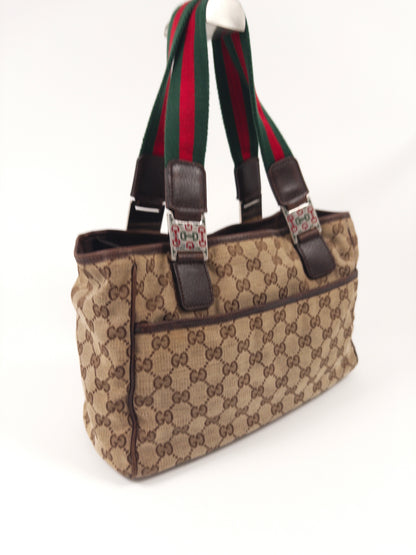 Gucci GG Canvas Sherry Line Tote Bag