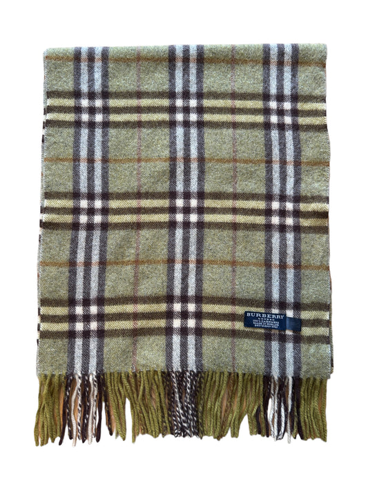 Burberry Cashmere Vintage Check Scarf Green