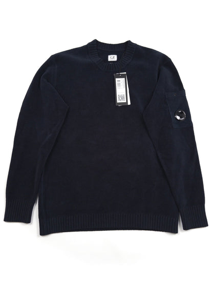 C.P. Company Cotton Chenille Crew Neck Sweatshirt - Navy