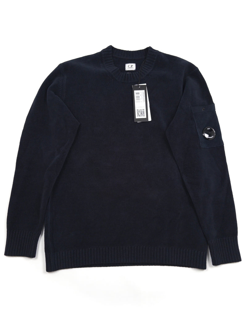 C.P. Company Cotton Chenille Crew Neck Sweatshirt - Navy