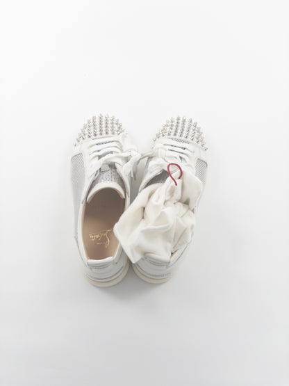 Christian Louboutin White Spikes Sneakers (Fits 41)