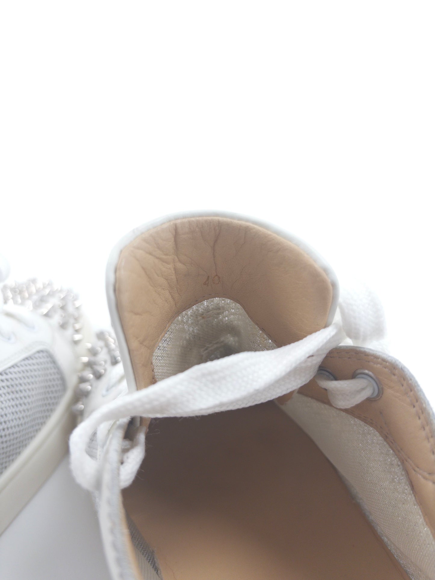 Christian Louboutin White Spikes Sneakers (Fits 41)