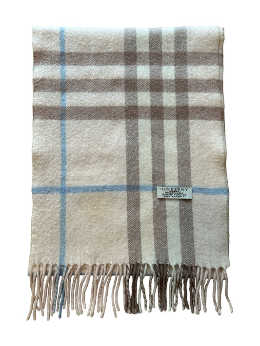 Burberry Cashmere Vintage Check Scarf Cream white