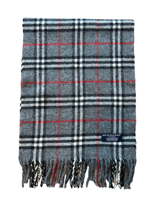 Burberry Cashmere Vintage Check Scarf Dark Grey