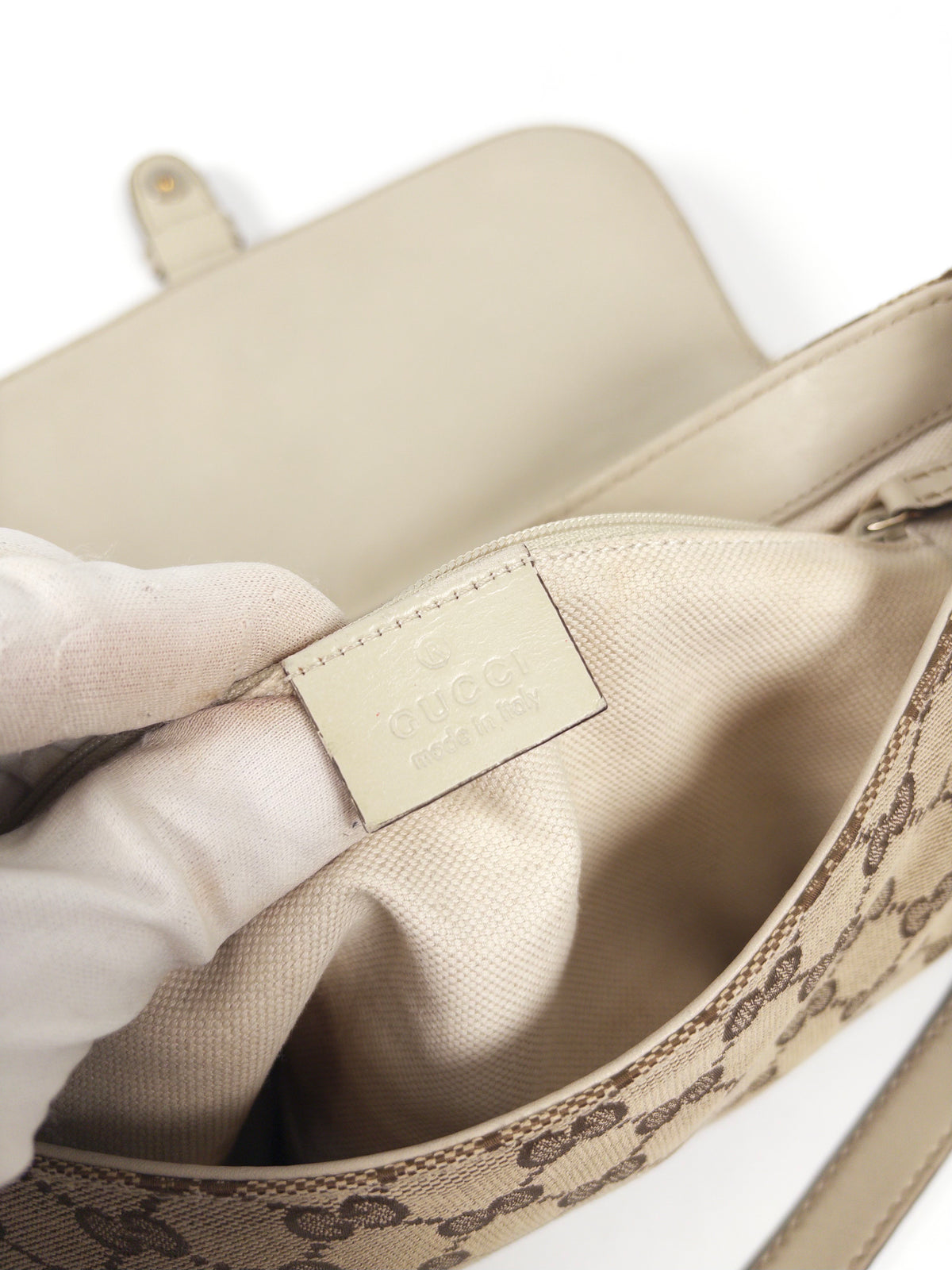 Gucci GG Canvas Leather Flap Shoulder Bag