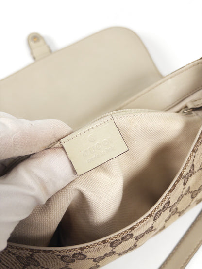 Gucci GG Canvas Leather Flap Shoulder Bag