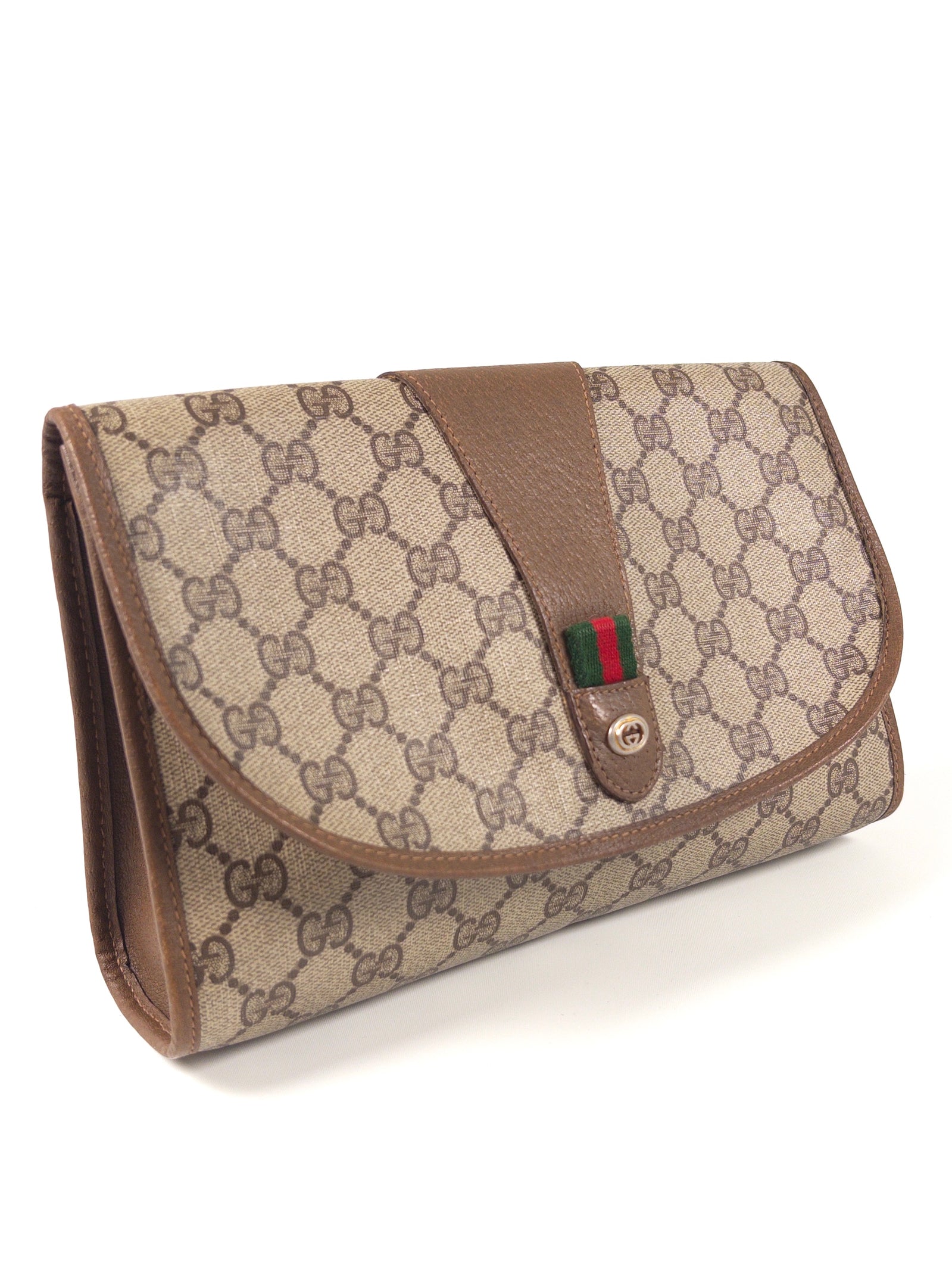 Gucci GG Supreme Sherry Line Clutch with Certificate